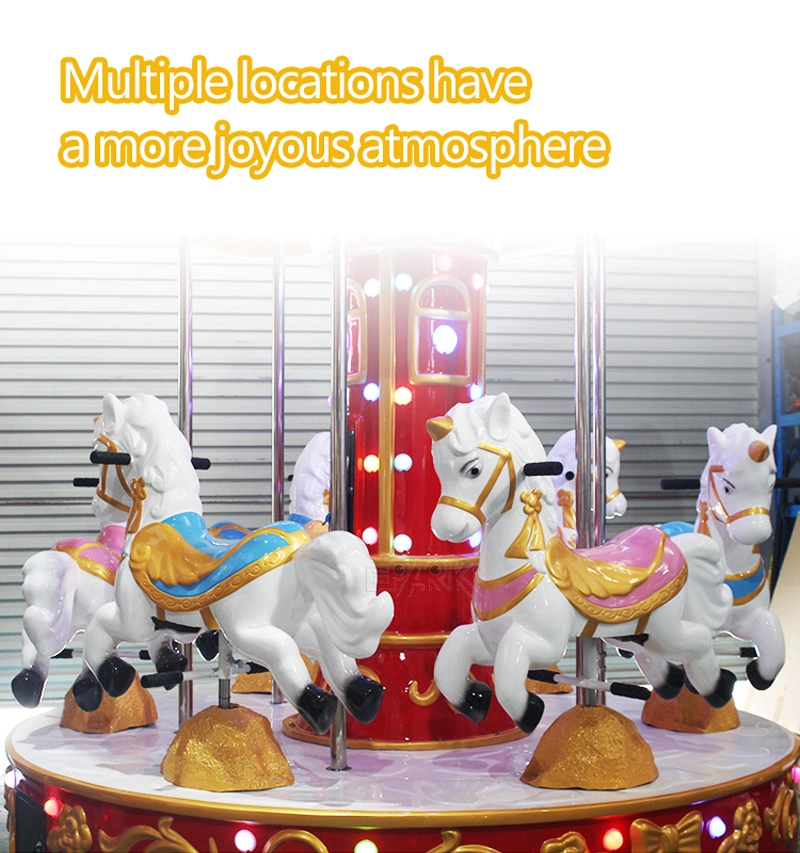 Amusement Rides 6 Seats Kiddie Carousel Horses Game Machine