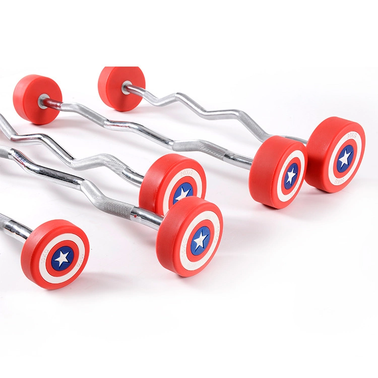 Captain America Weightlifting Barbell Curved or Straight Fixed Barbell Set