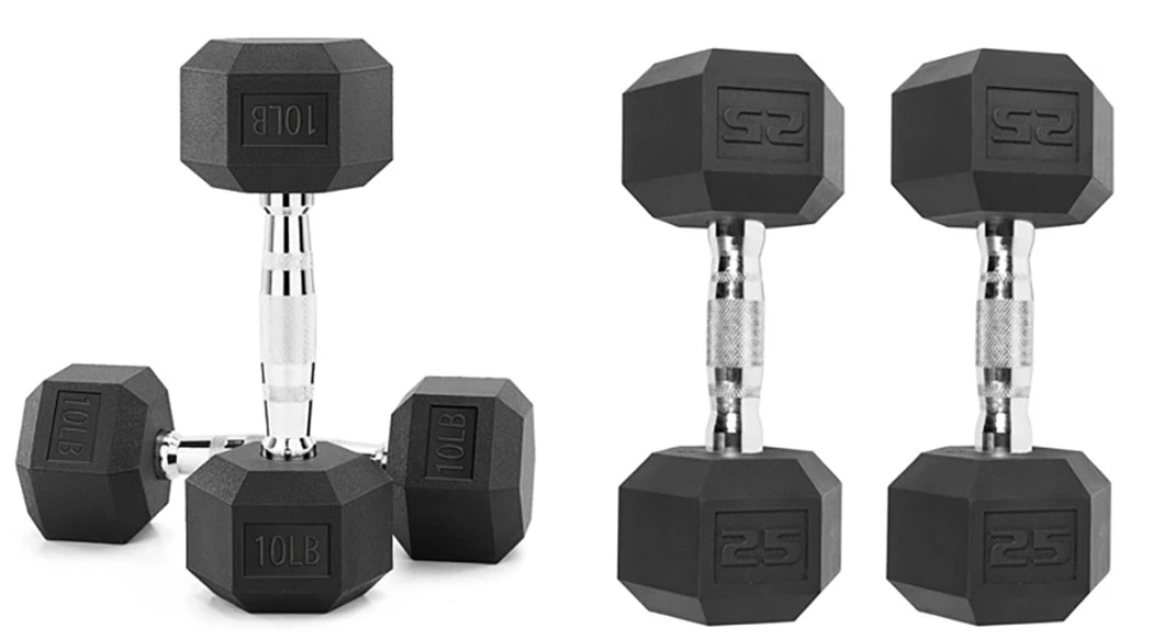 Cast Iron Fitness Equipment Round Head Rubber Dumbell/Rubber Hex Dumbbel