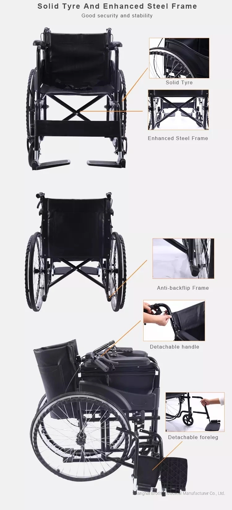 Manual Folding Rehabilitation Equipment Medical Supply Manufacturers of Manual Standing Wheelchair