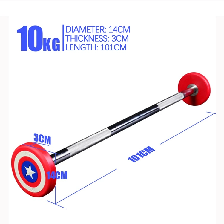 Captain America Weightlifting Barbell Curved or Straight Fixed Barbell Set