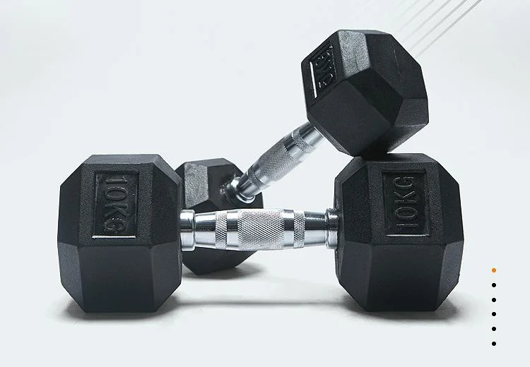 Factory Direct Sale Home Gym Fitness 5-100lbs Rubber Hex Dumbbell Weight Lifiting Hexagon Dumbbel