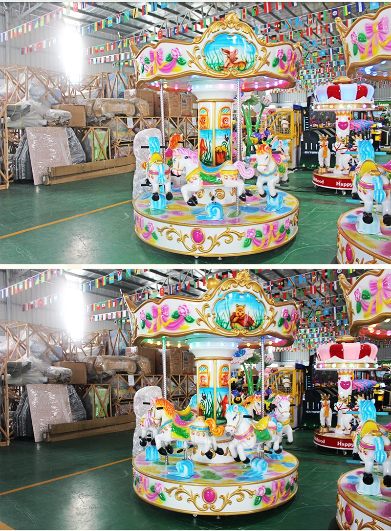 Amusement Park Kids Ride Luxury Carousel Design Nine People Turn Around Horse Swing Car Game Machine